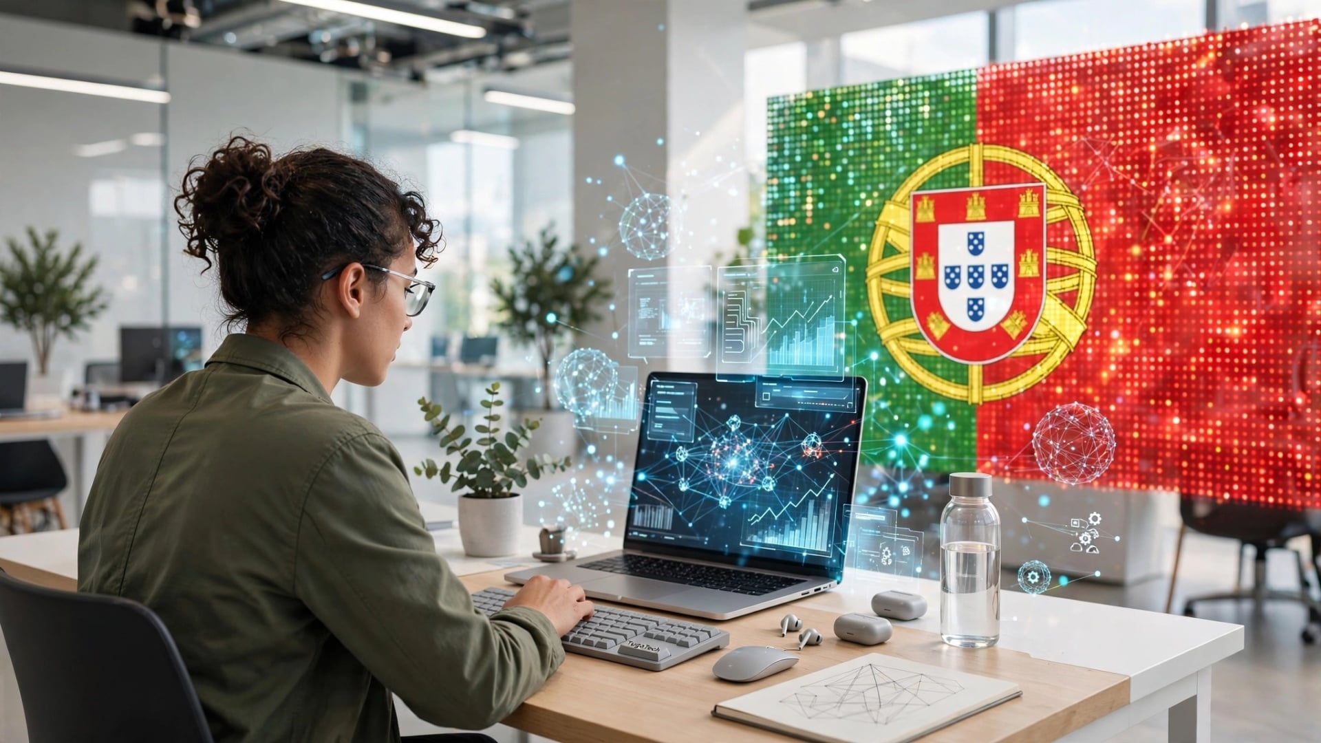 pessoa a usar computador em ambiente digital