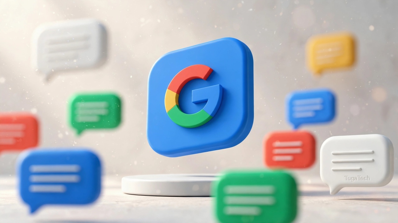 Google logo no meio de bolhas de conversa