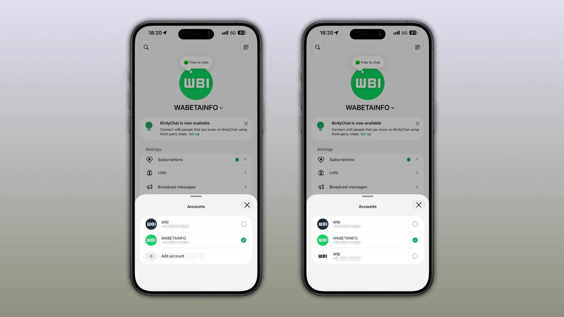 várias contas do WhatsApp na mesma app e dispositivo