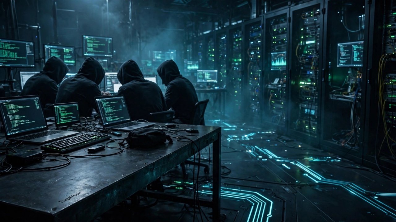 hackers em sala escura digital