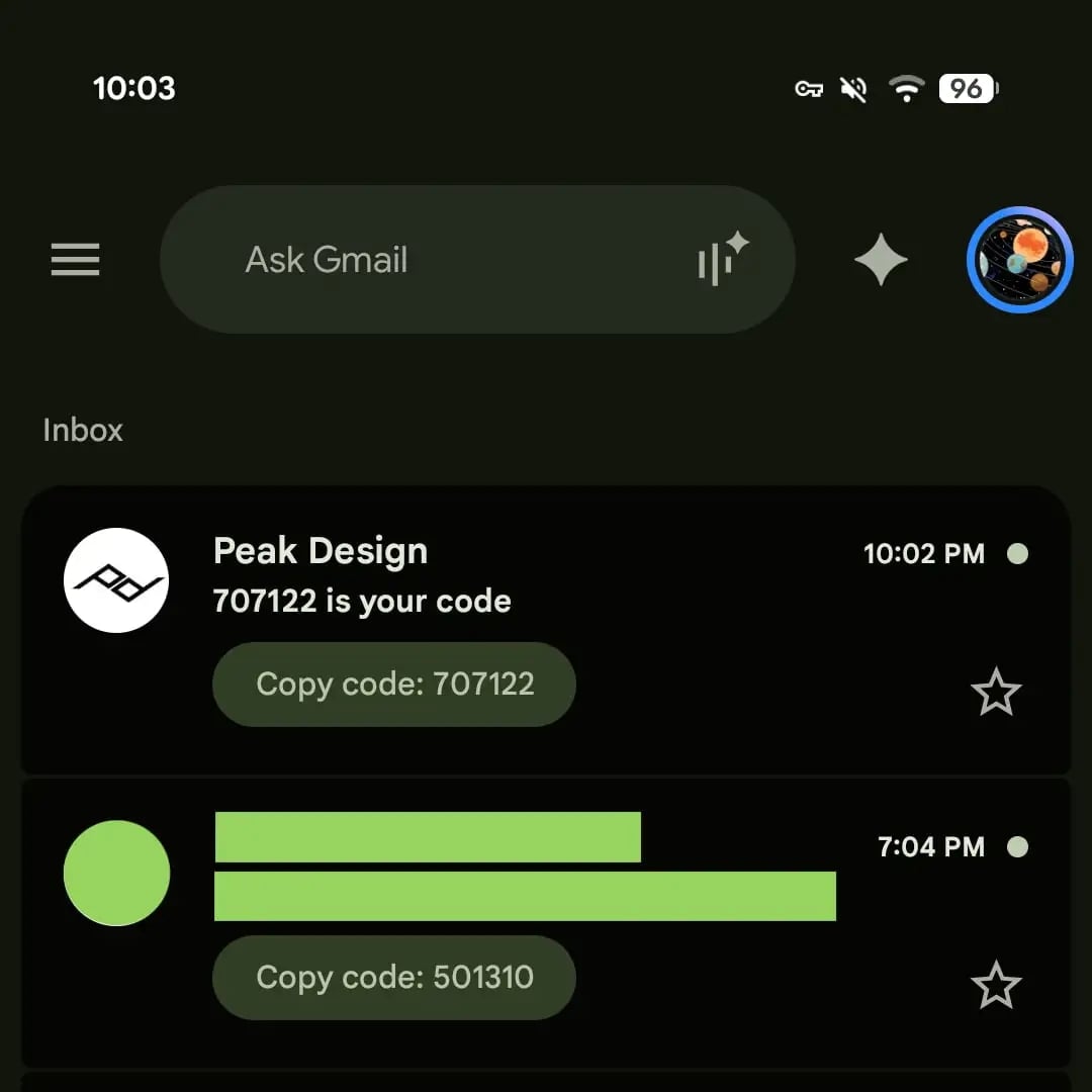 copiar codigo de segurança do email