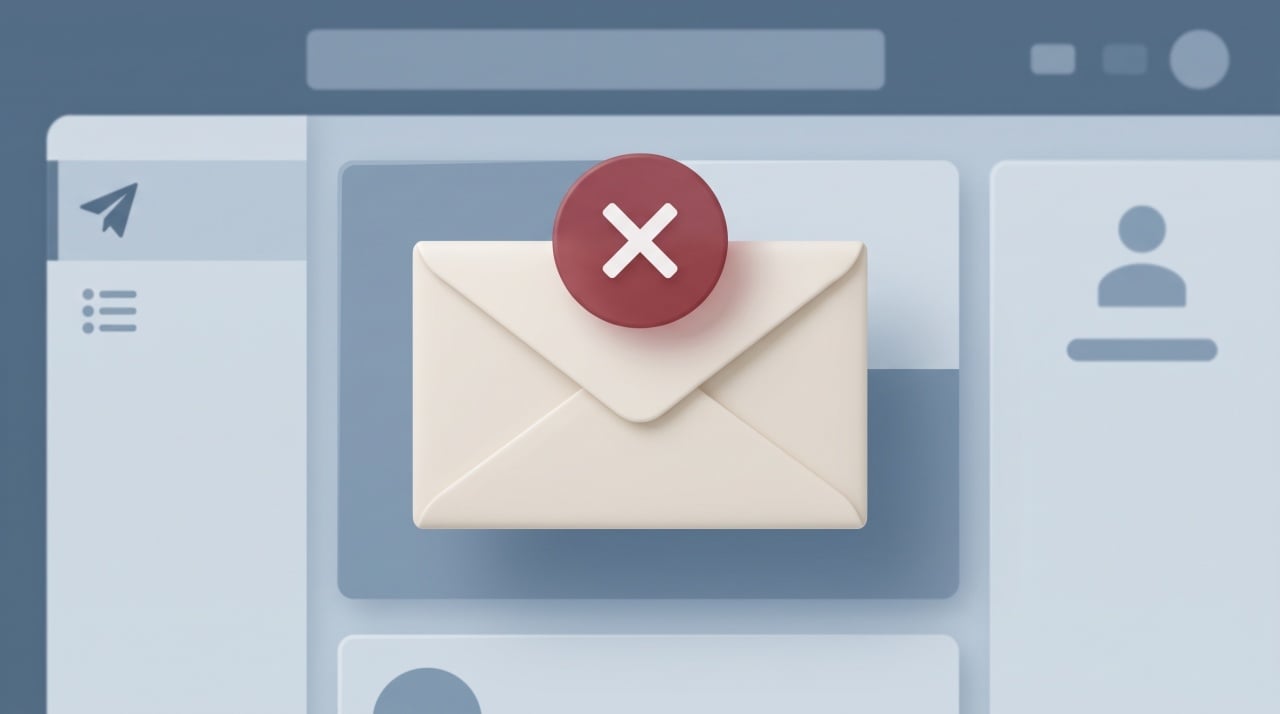 Email com sinal de cancelar em cima