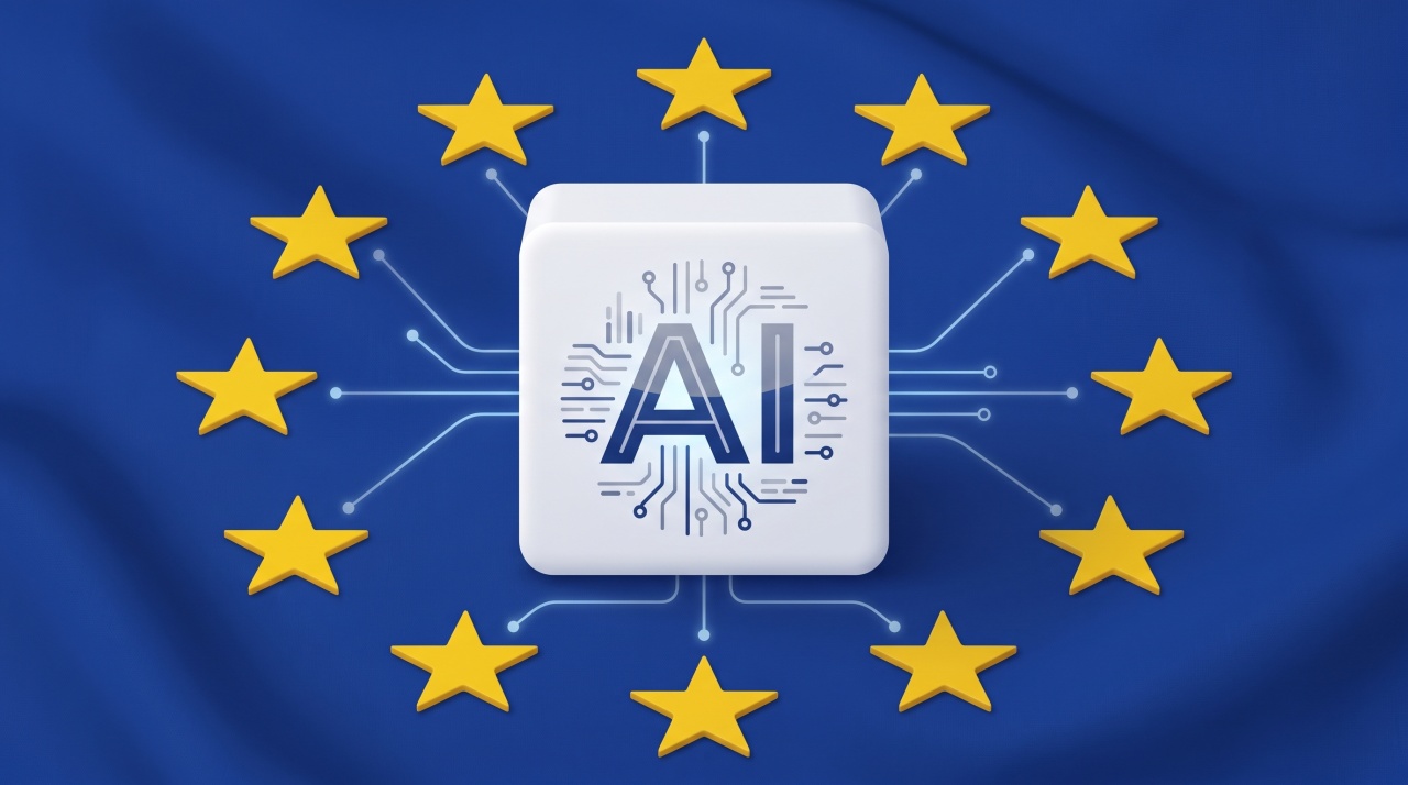 AI sob a bandeira da União Europeia