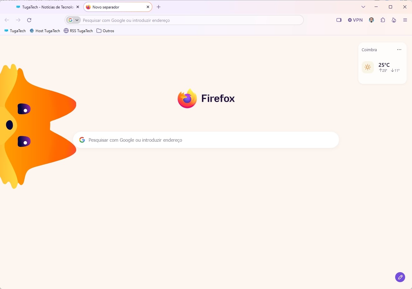 imagem da interface do Firefox com novo design nova