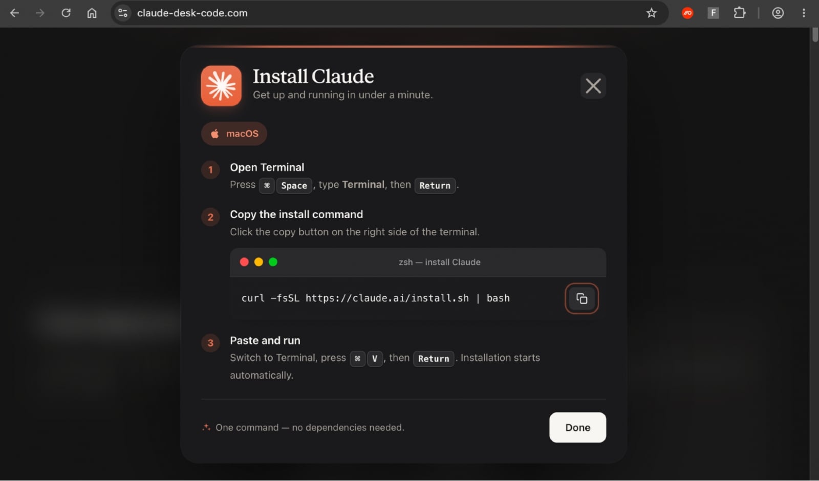 falsa mensagem de instalação no site