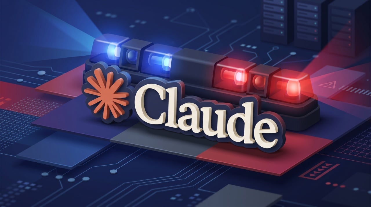 claude com luzes da polícia