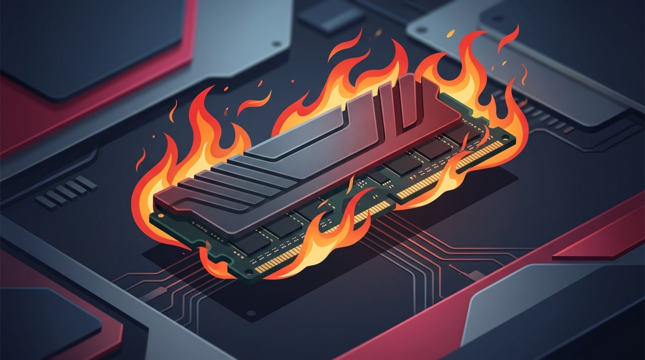 RAM de computador em chamas