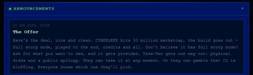 mensagem deixada pelo hacker no site da dark web