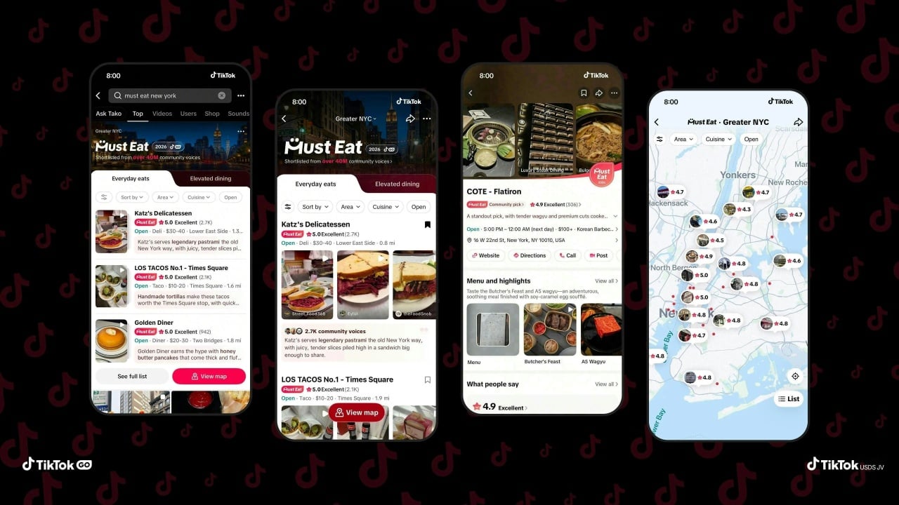 TikTok com novo sistema de recomendação de restaurantes