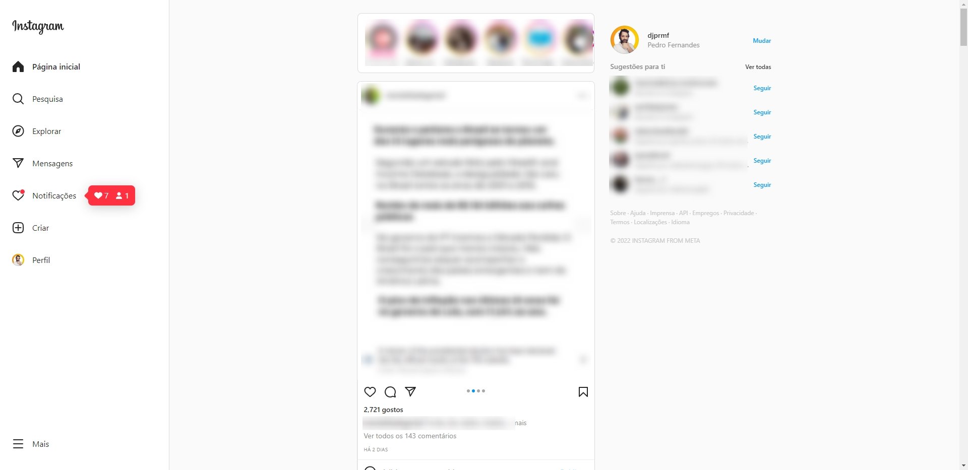 nova interface do instagram