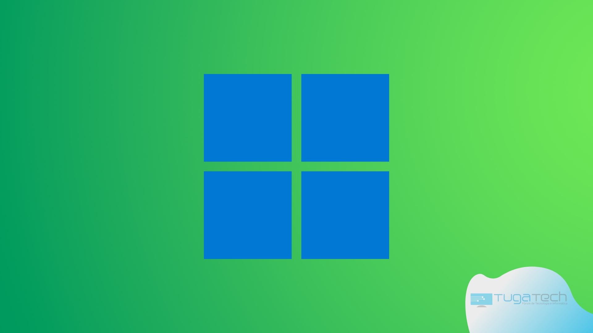 Windows 11 sobre fundo verde