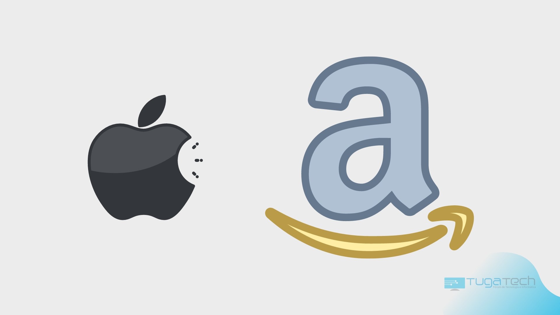 Apple e Amazon sobre fundo cinza