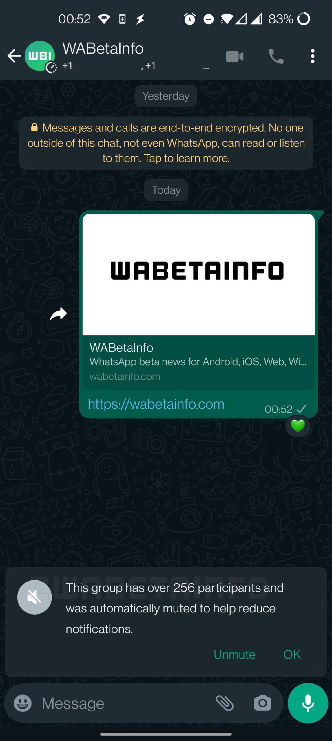 nova funcionalidade de notificações no WhatsApp bloqueadas automaticamente