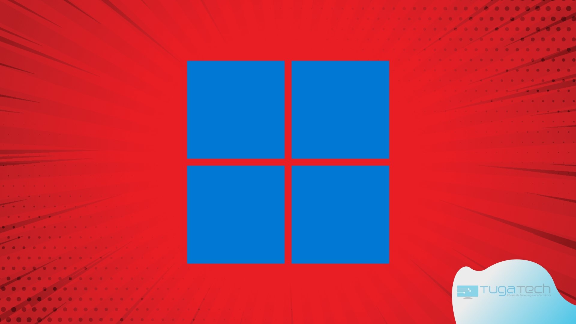 Microsoft e logo do Windows sobre fundo vermelho