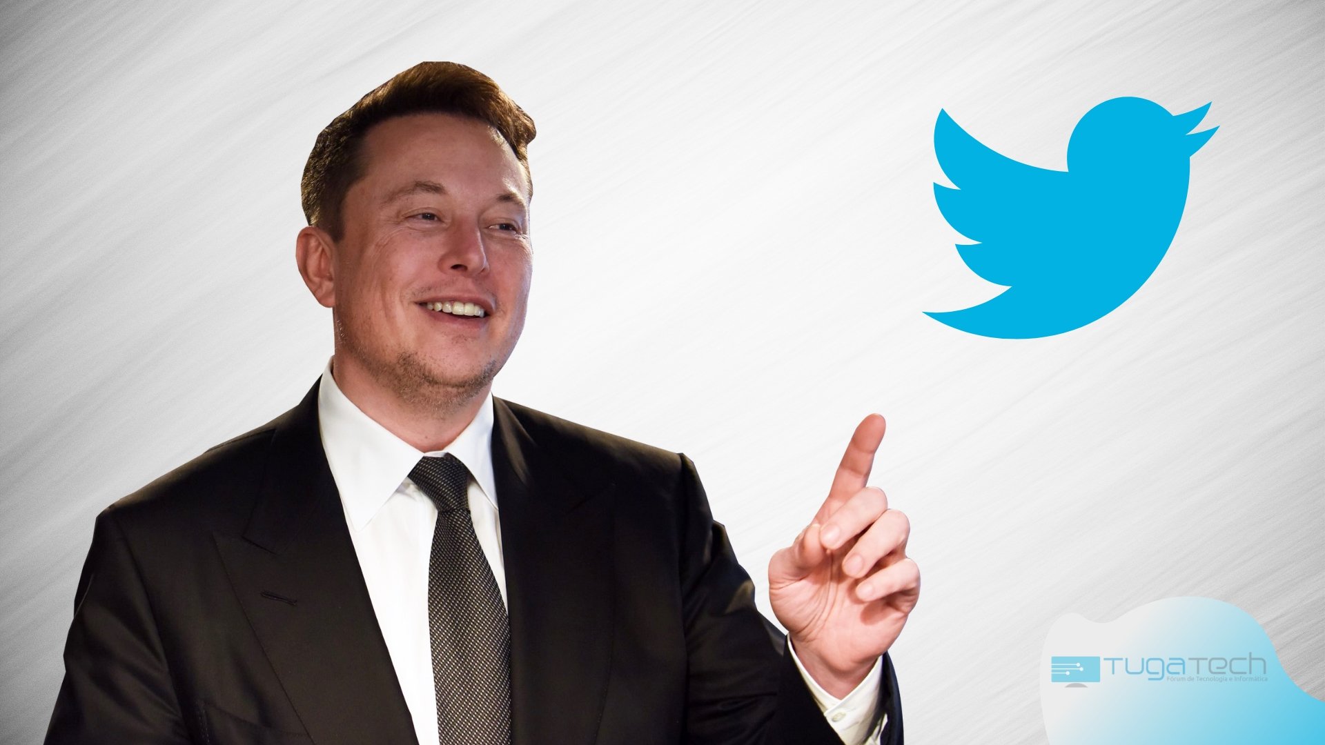 Elon Musk com sinal do Twitter