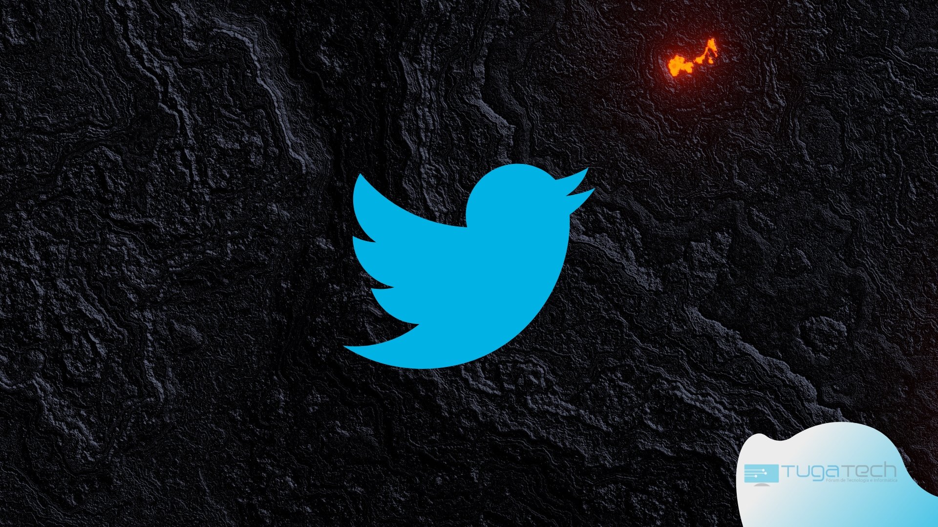 Twitter sobre fundo de lava