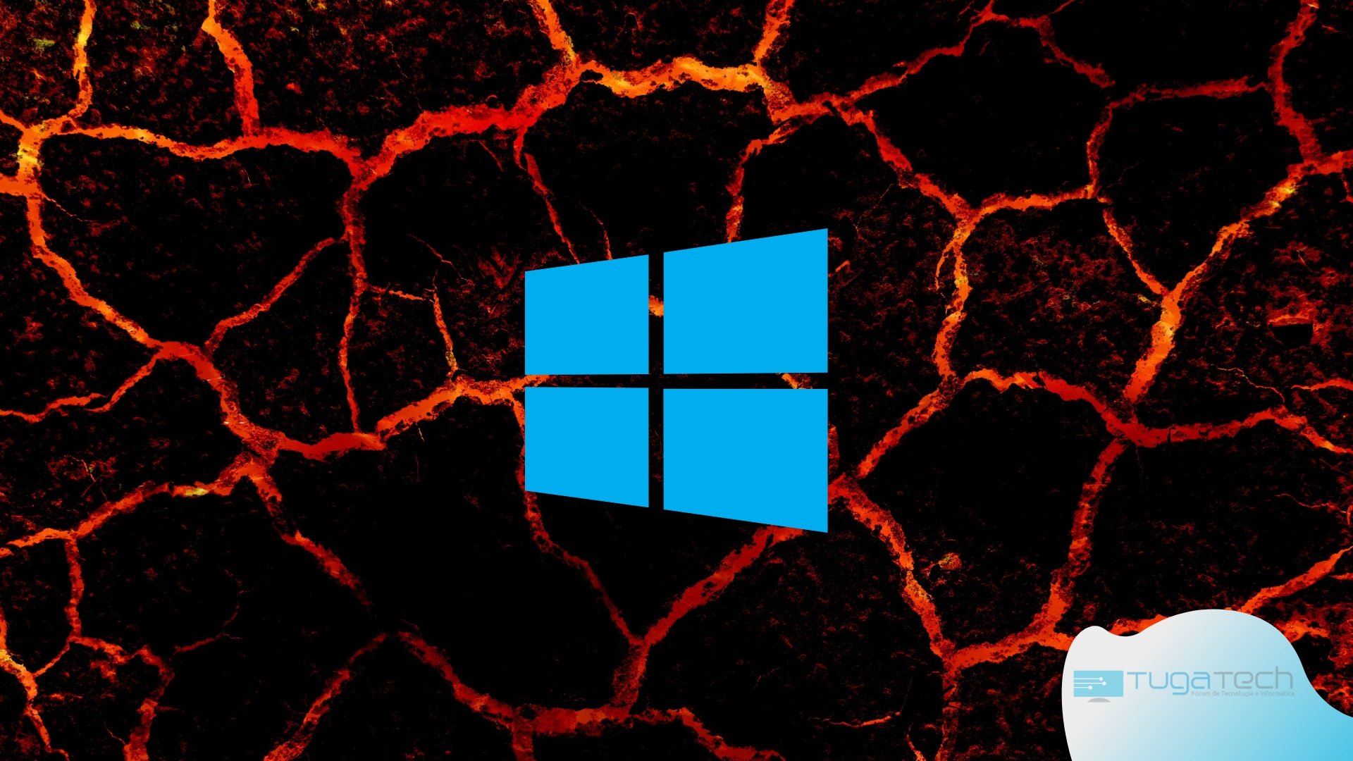 Windows 10 logo sobre lava