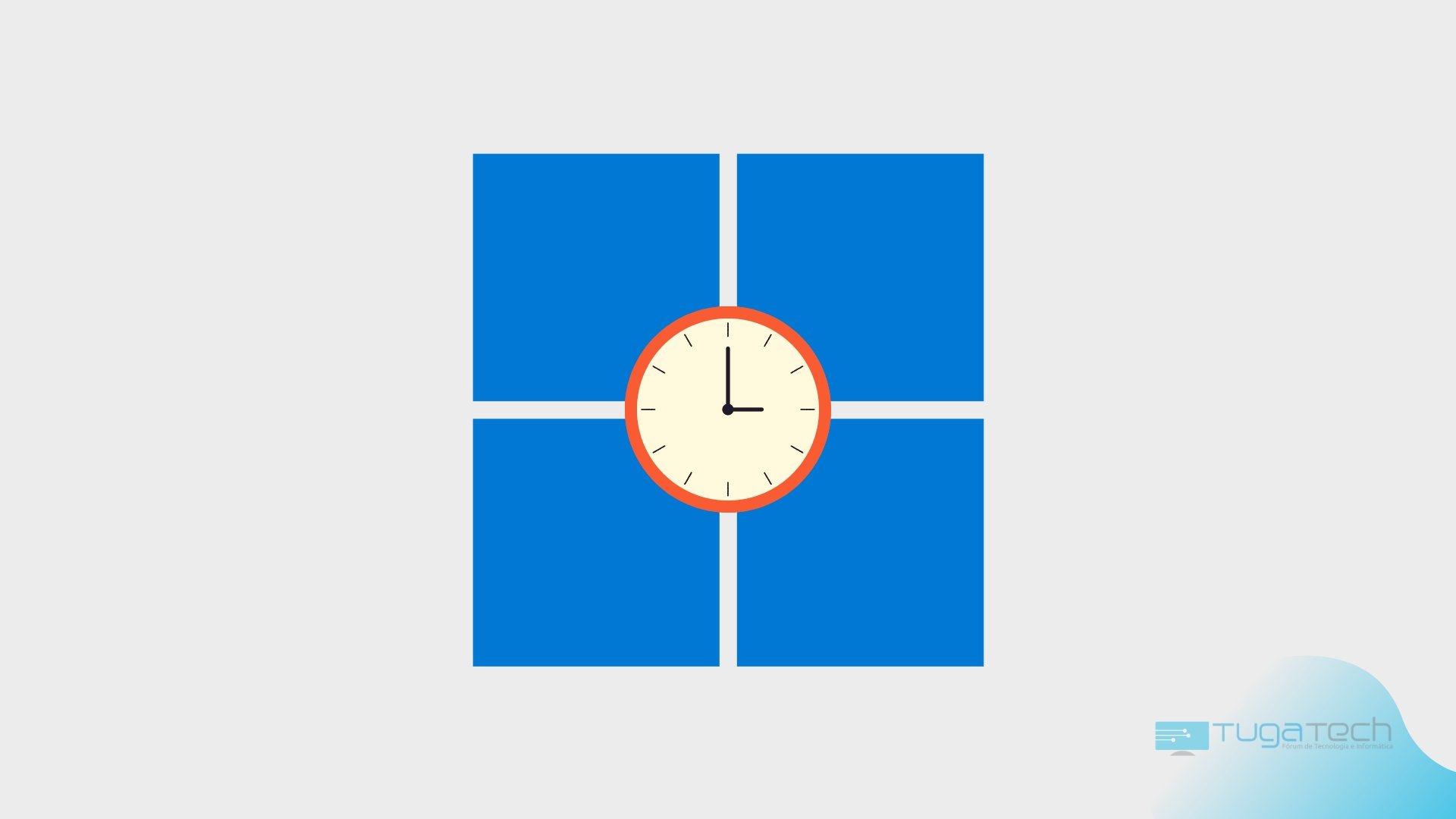 Windows 11 com relógio na frente