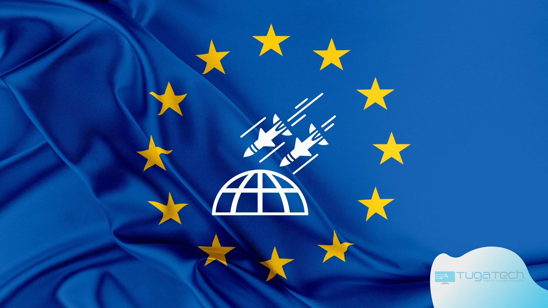 Bandeira da Europa sobre ataque DDoS