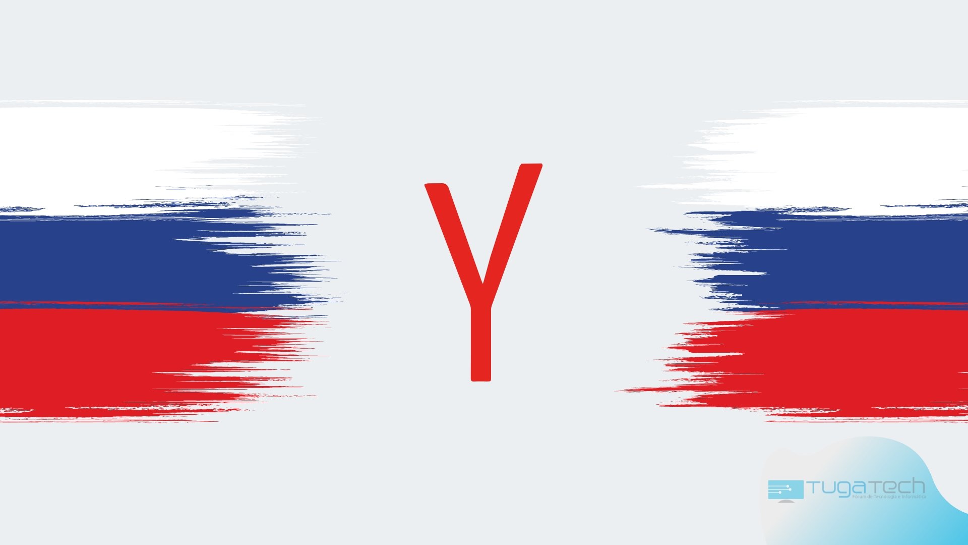 Logo da Yandex sobre bandeira russa