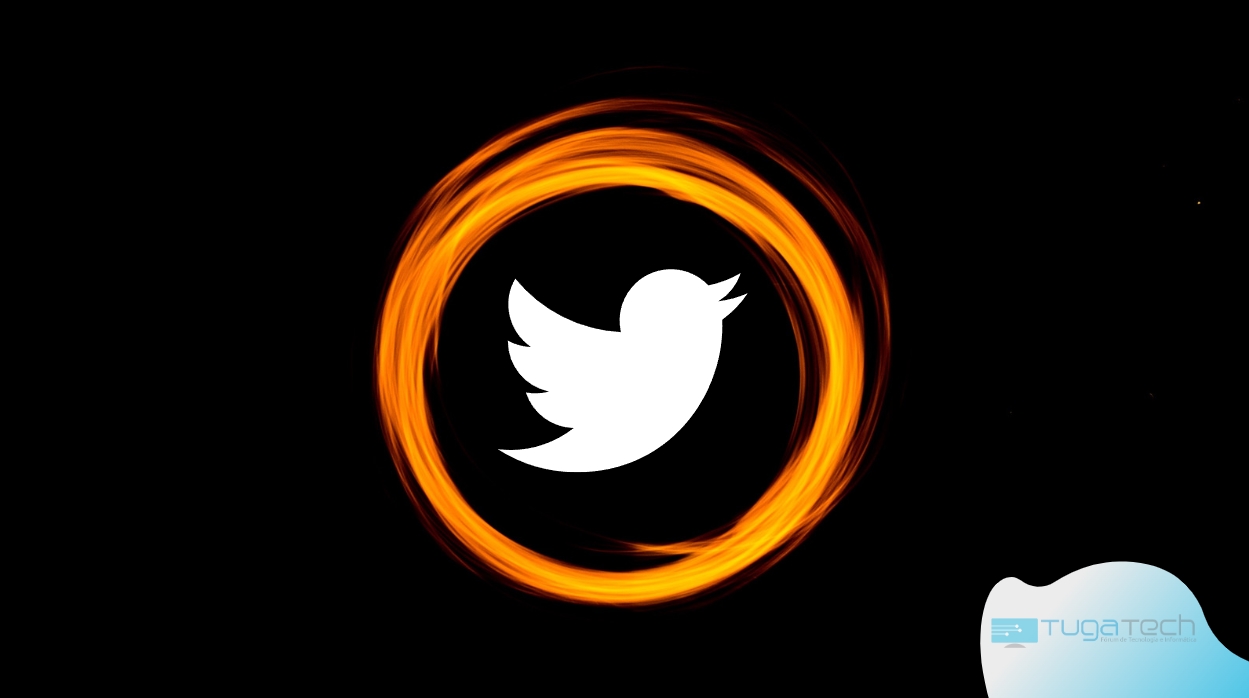 Twitter sobre fundo de fogo