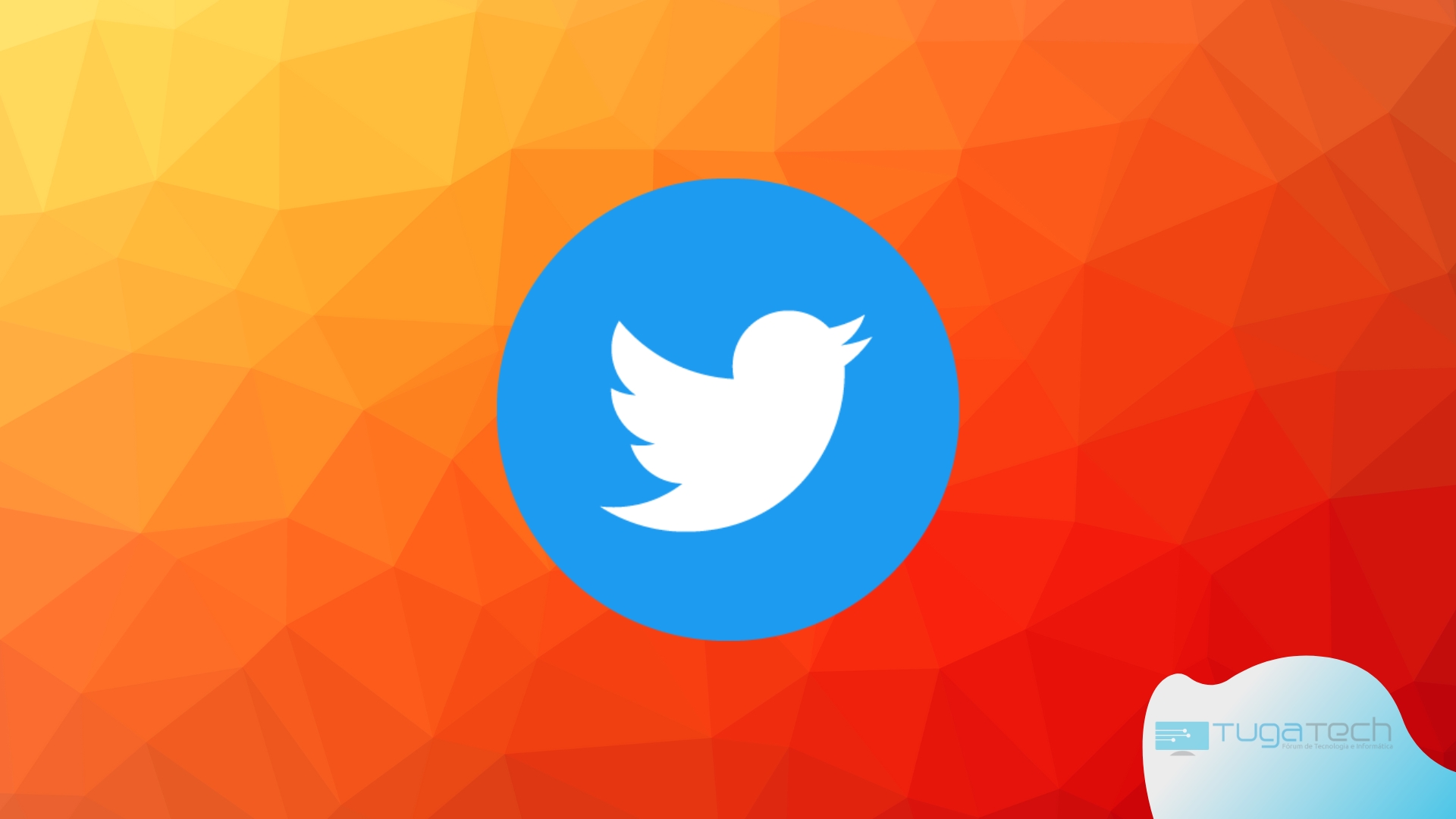 Twitter sobre fundo laranja