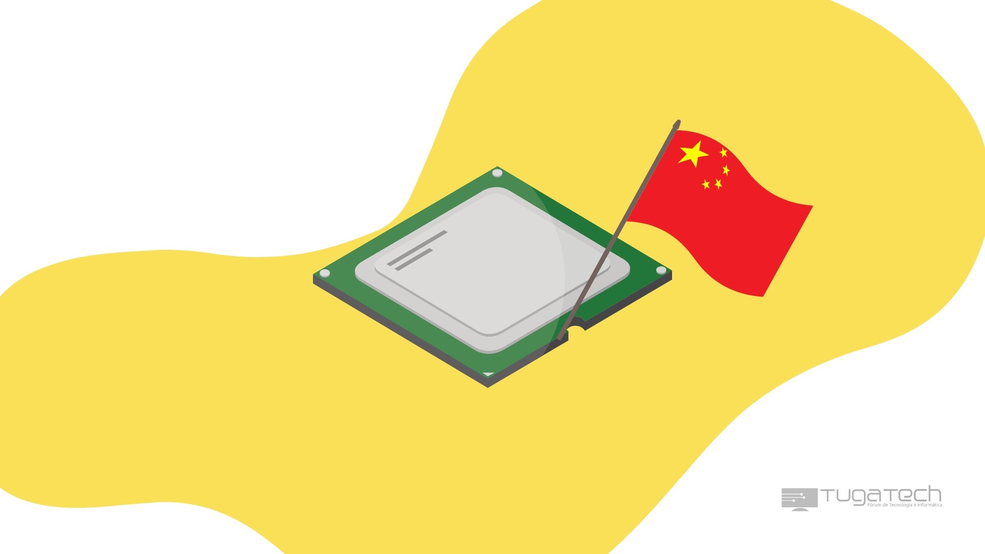 Processador sobre bandeira da china