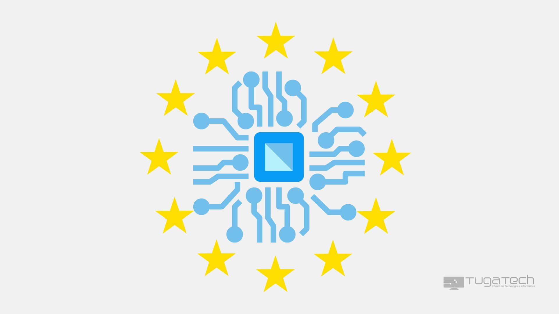 Chip sobre logo da União Europeia