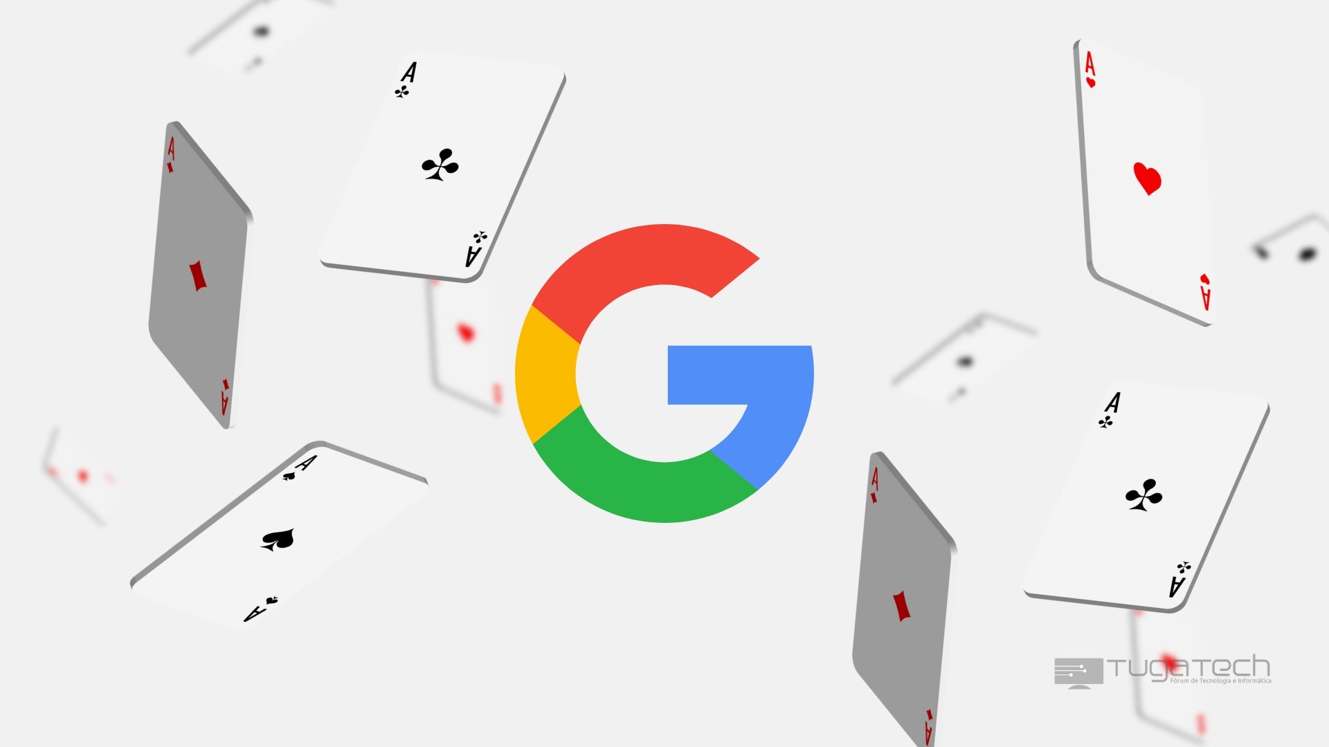 Google com cartas de casino em fundo