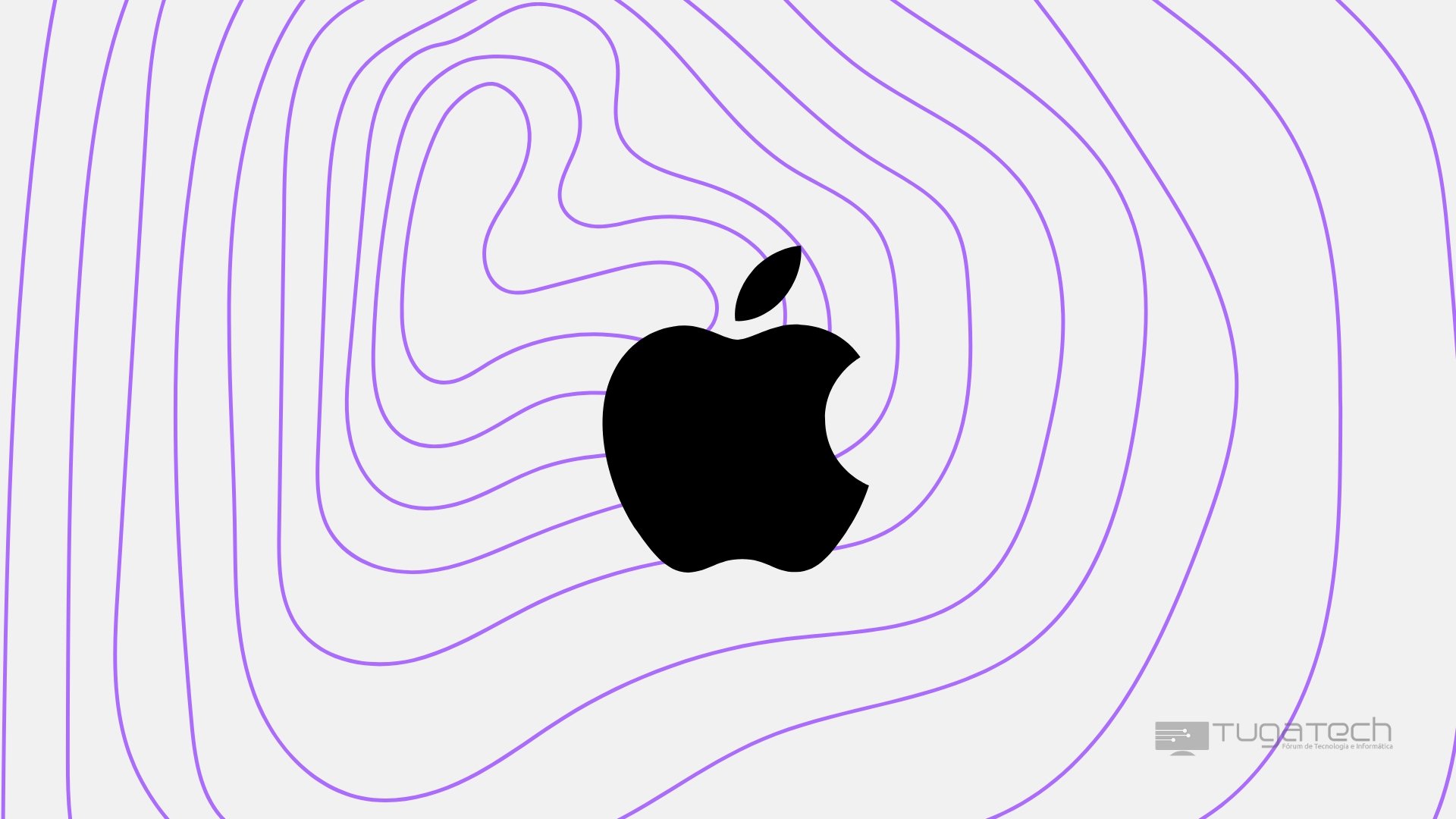 Logo da Apple sobre fundo com linhas