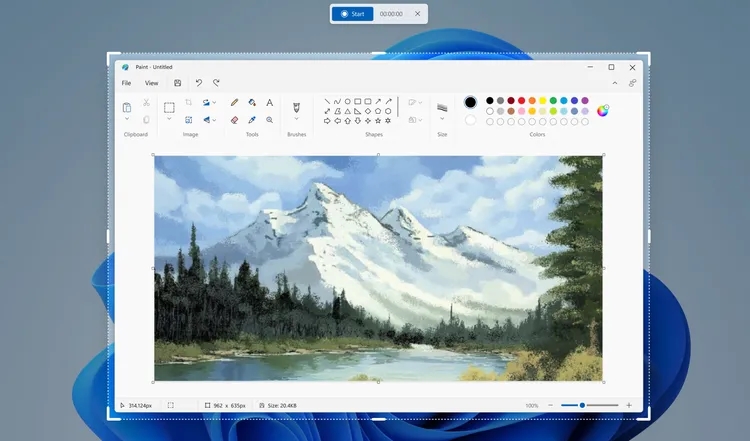 Windows 11 em modo de gravação do ecrã