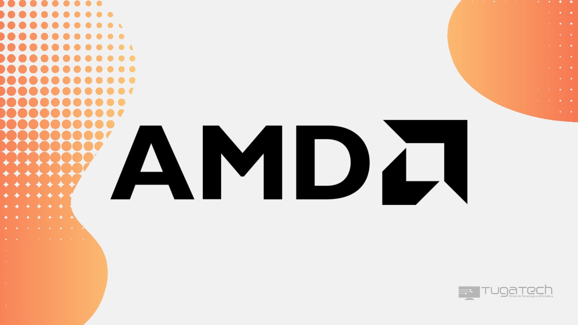Logo da AMD sobre fundo colorido