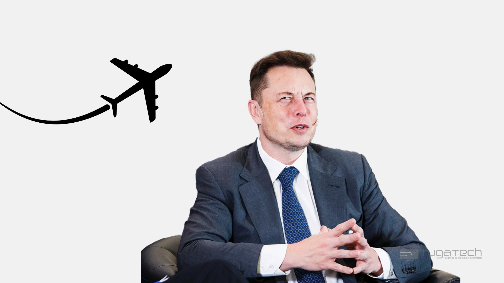 Elon Musk a olhar para avião
