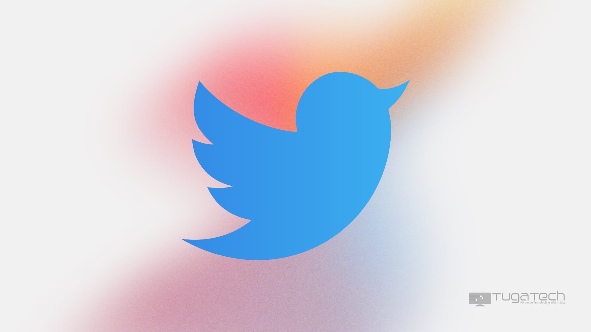Twitter sobre fundo colorido