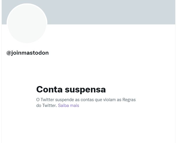 conta suspensa do Mastodon no twitter
