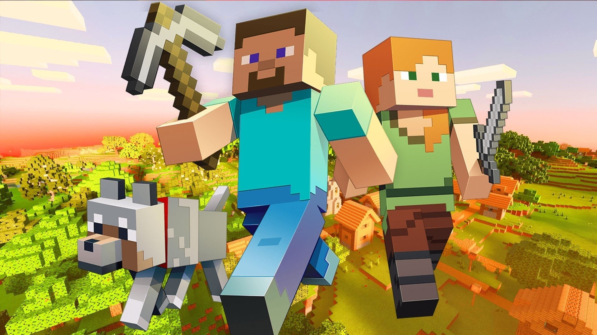 Minecraft com personagens principais