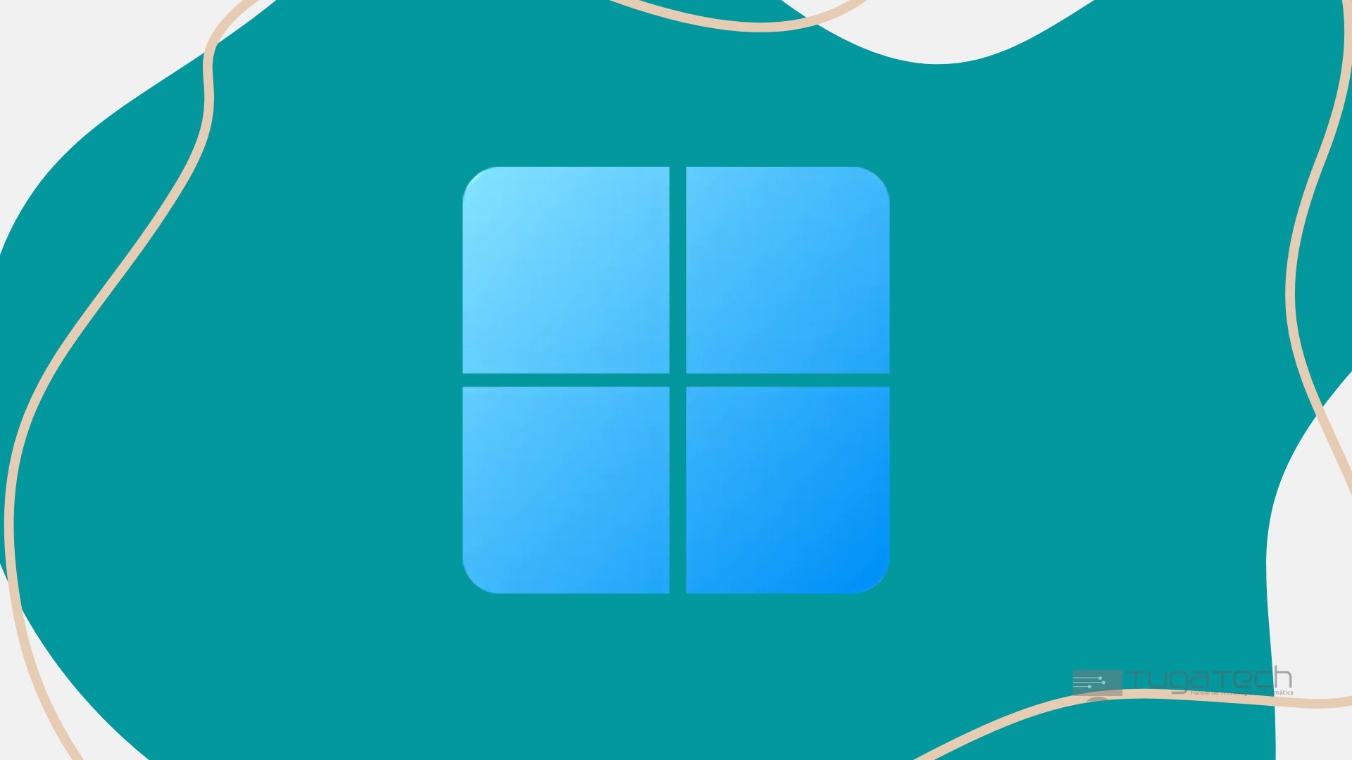 Windows 11 logo sobre fundo verde
