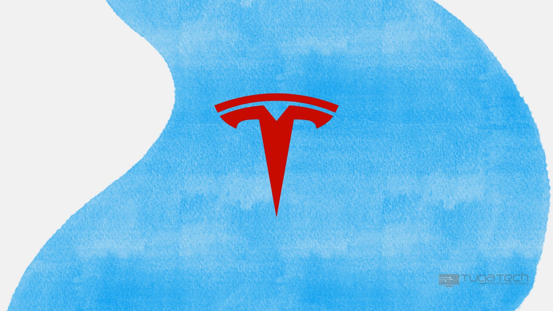 Tesla logo sobre fundo azul