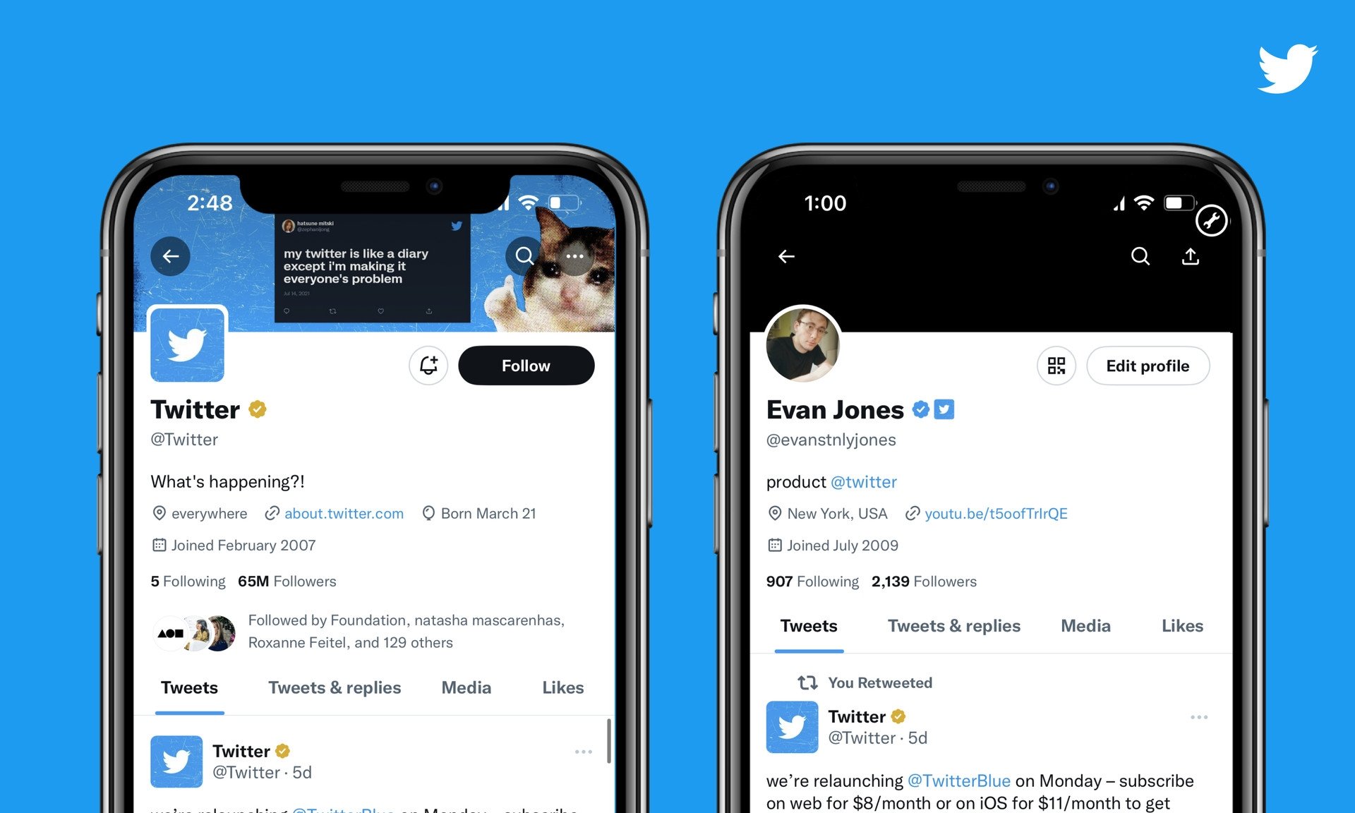 Twitter Blue for Business exemplo em funcionamento