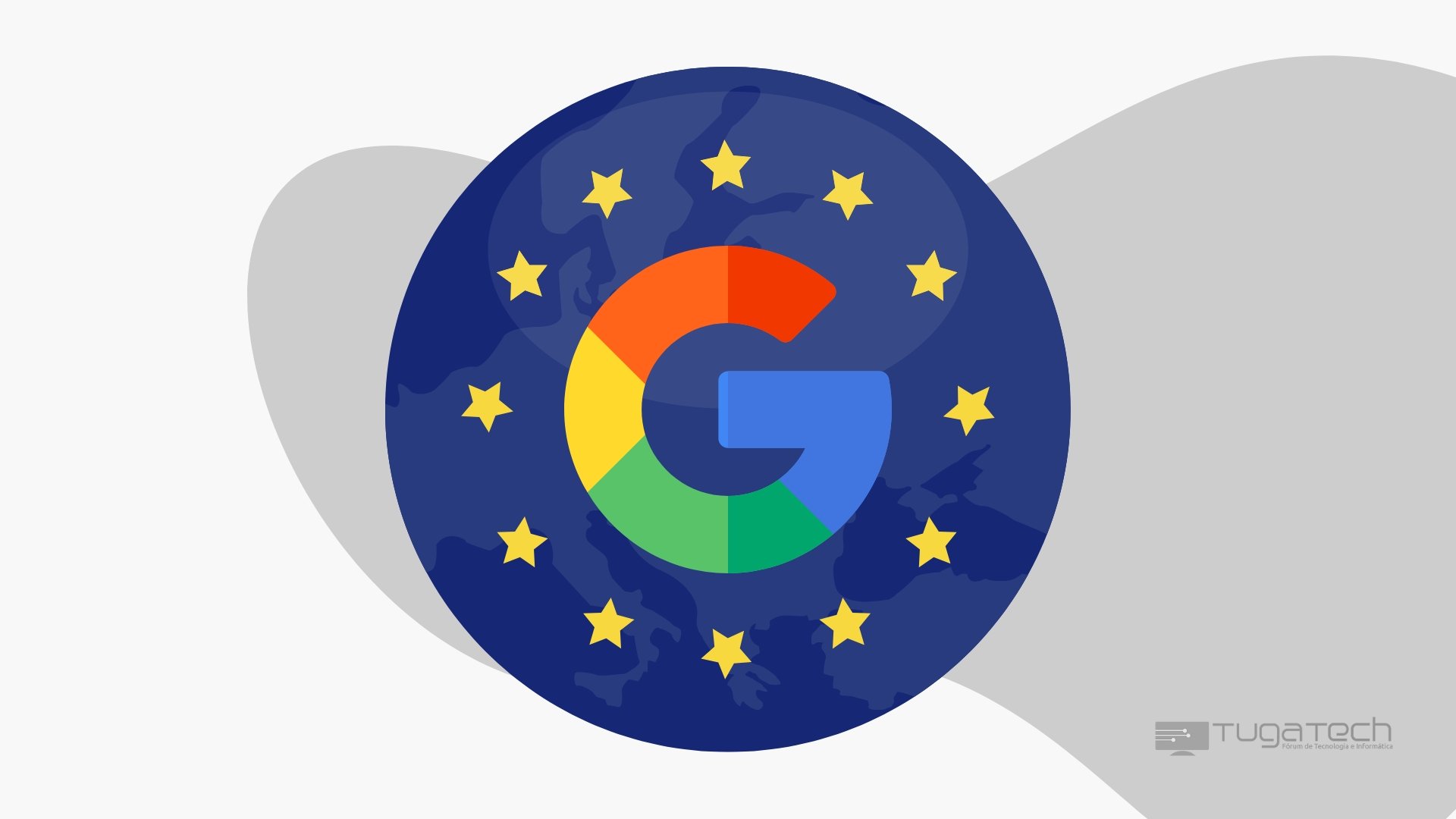 Google sobre a bandeira da União Europeia