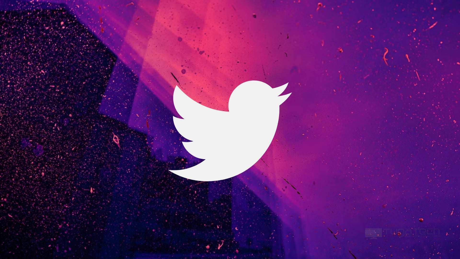 Twitter sobre fundo rosa