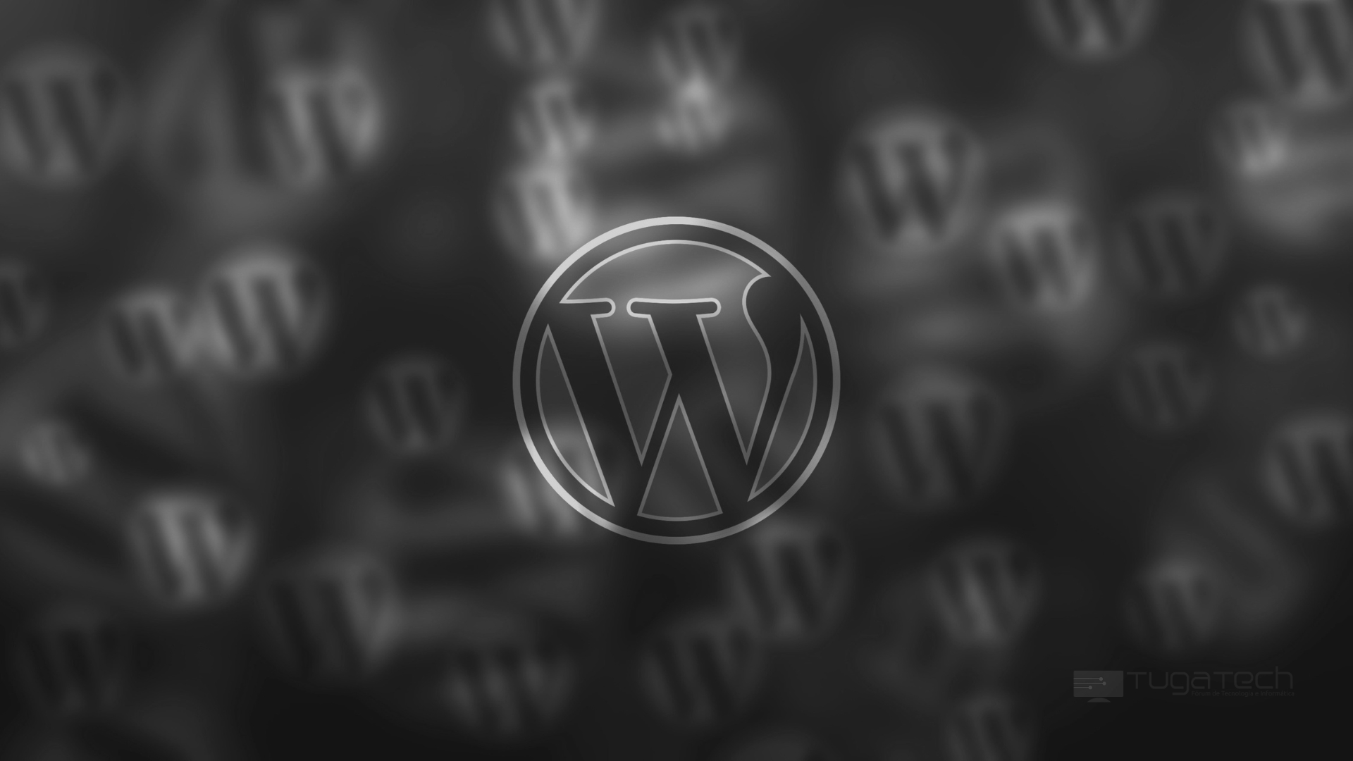 logo do wordpress sobre fundo preto