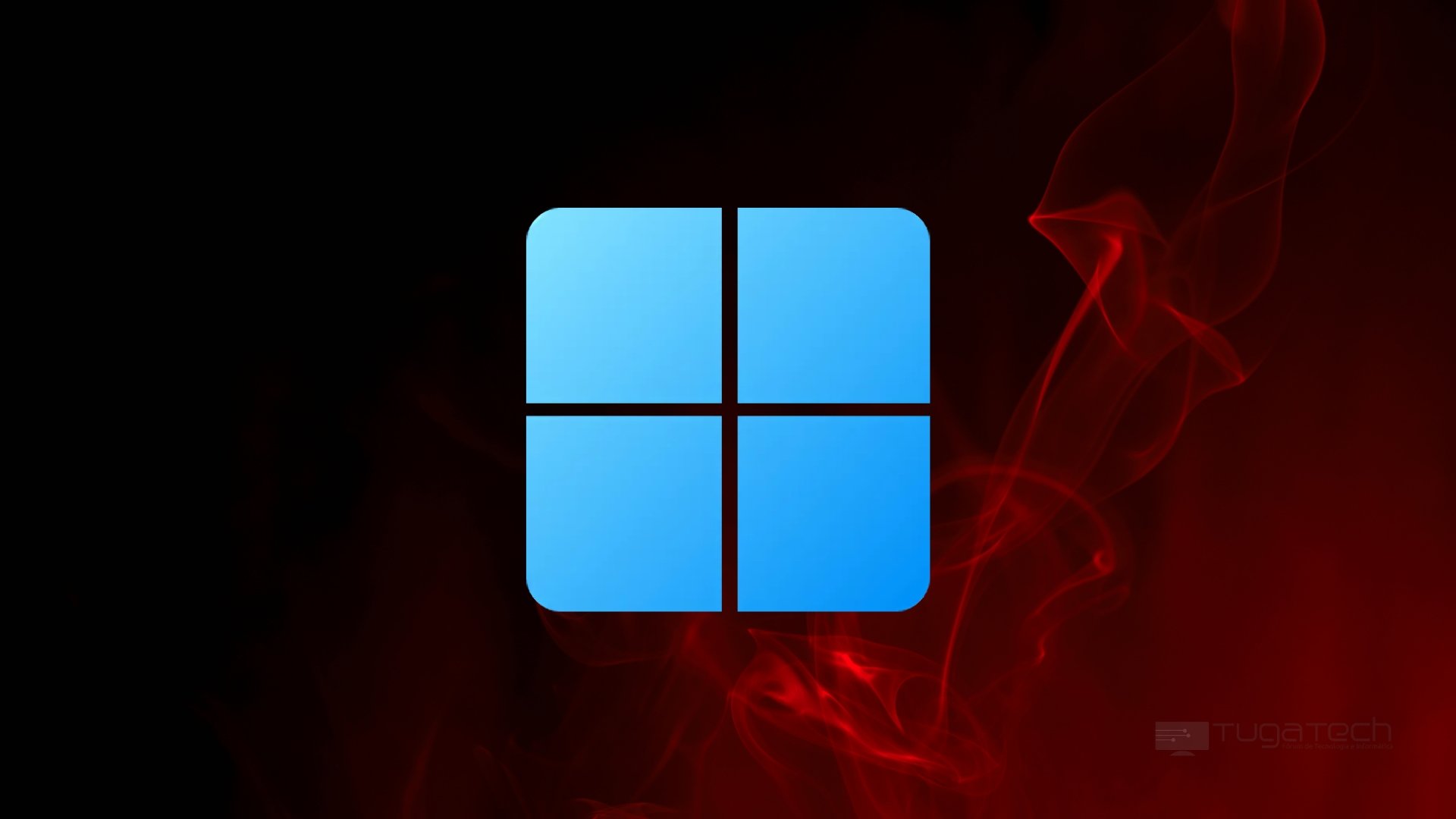 Windows 11 sobre fundo vermelho