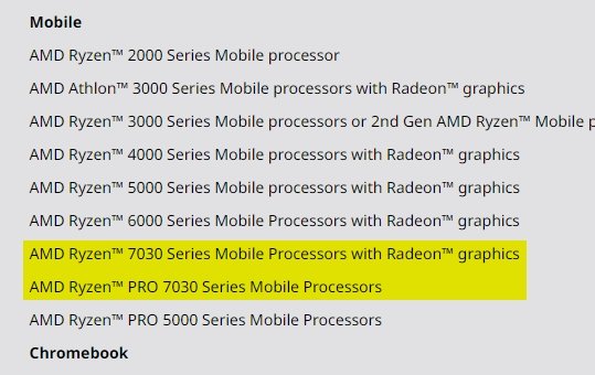 listagem dos modelos de processadores amd ryzen 7030