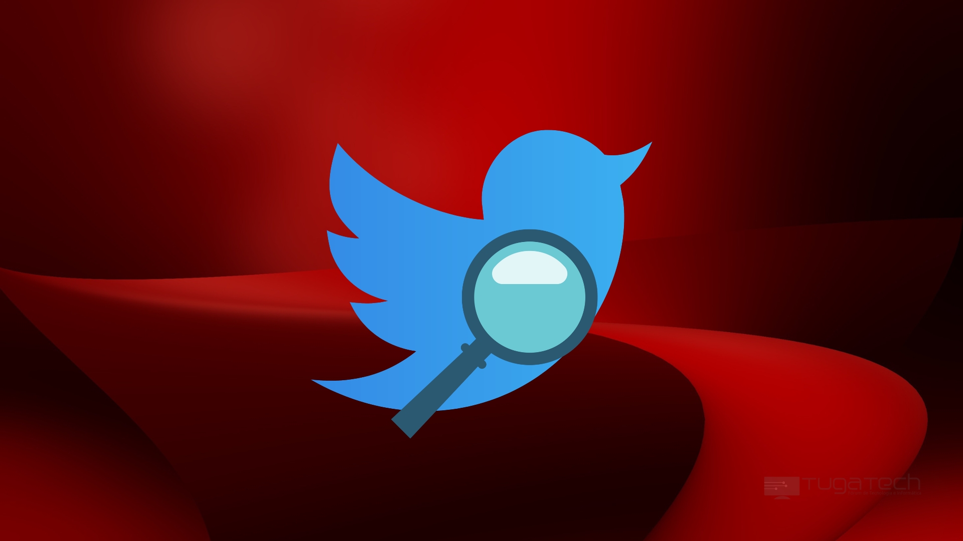 Twitter sobre pesquisa e fundo vermelho