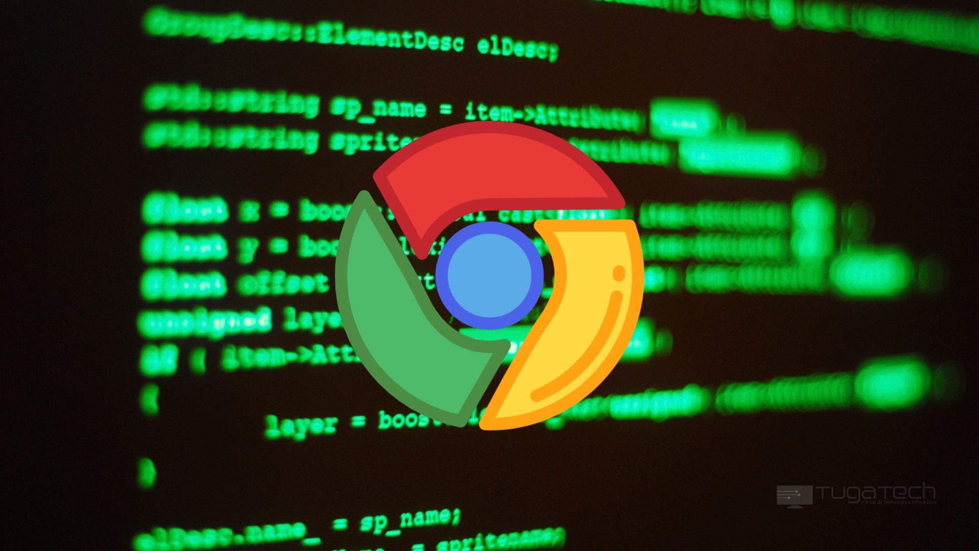 Google Chrome sobre fundo de código fonte