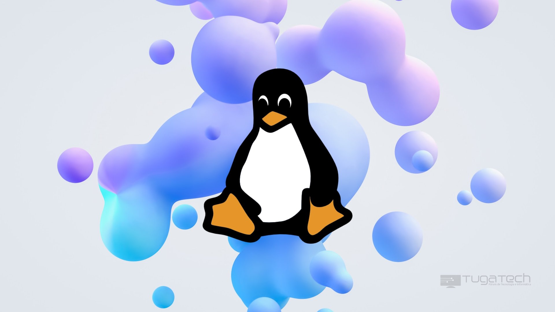 Logo do Linux sobre fundo colorido