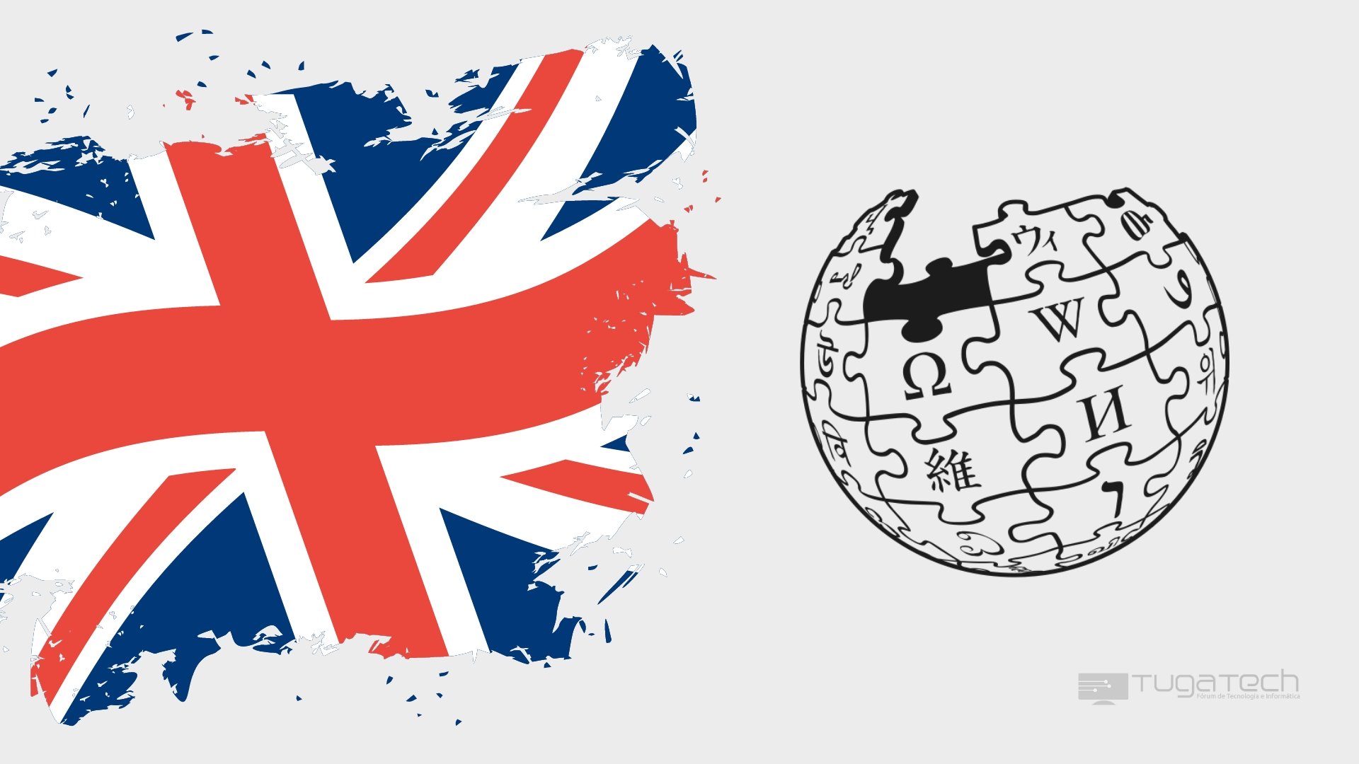 Wikipédia com bandeira do Reino Unido