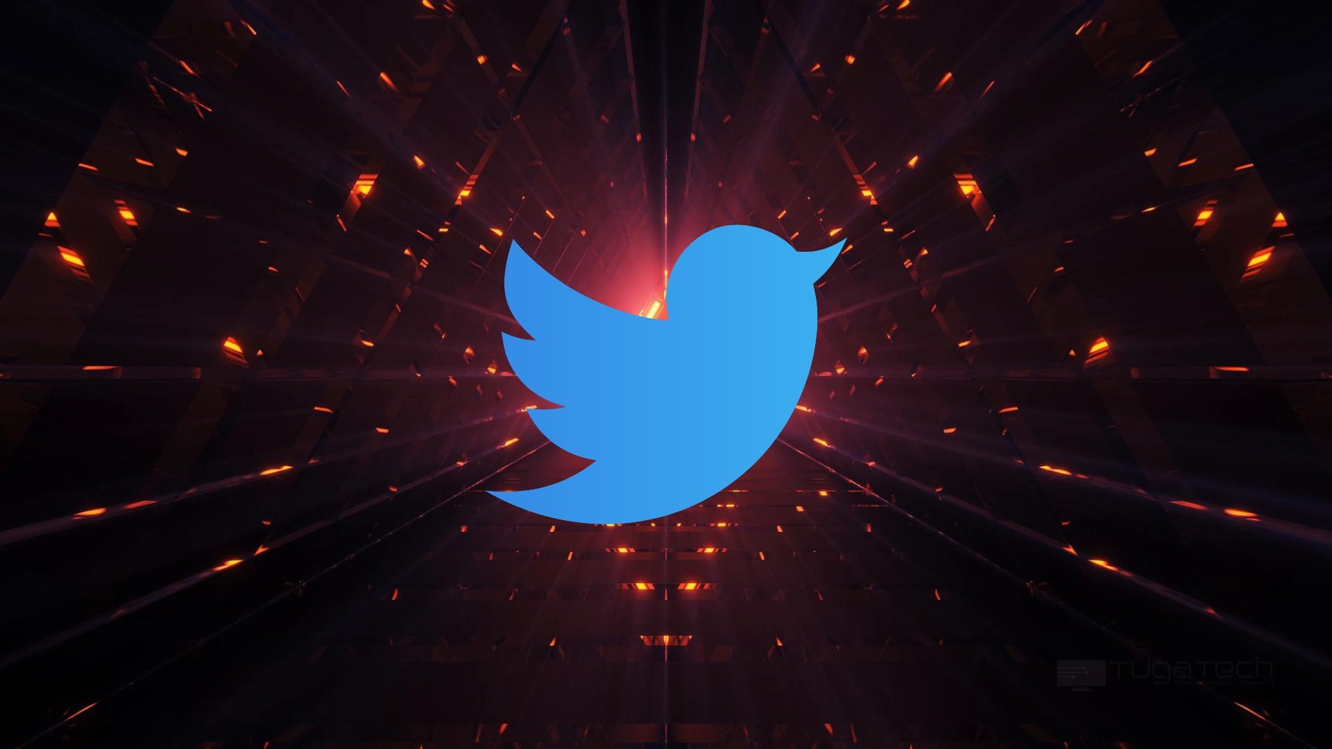 Twitter logo sobre fundo vermelho