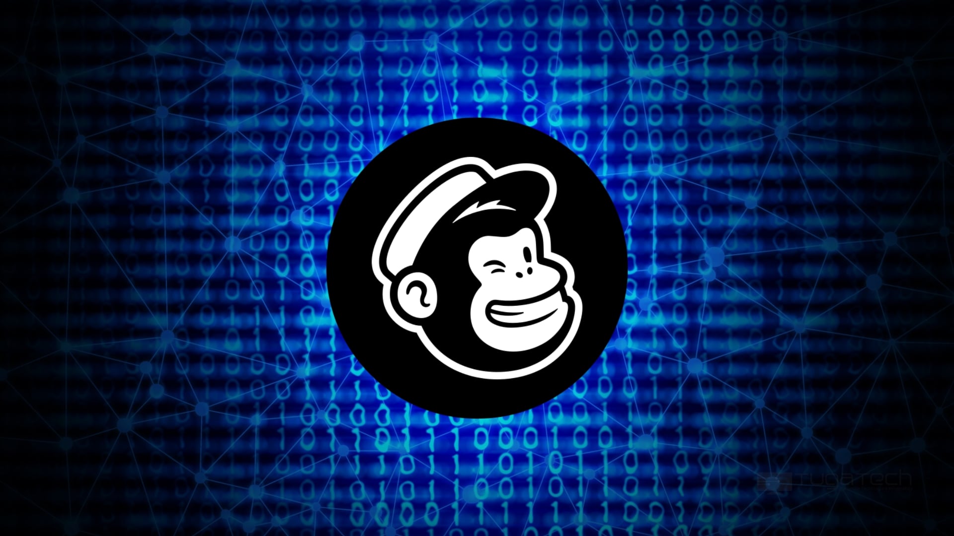 Mailchimp logo sobre fundo de codigo